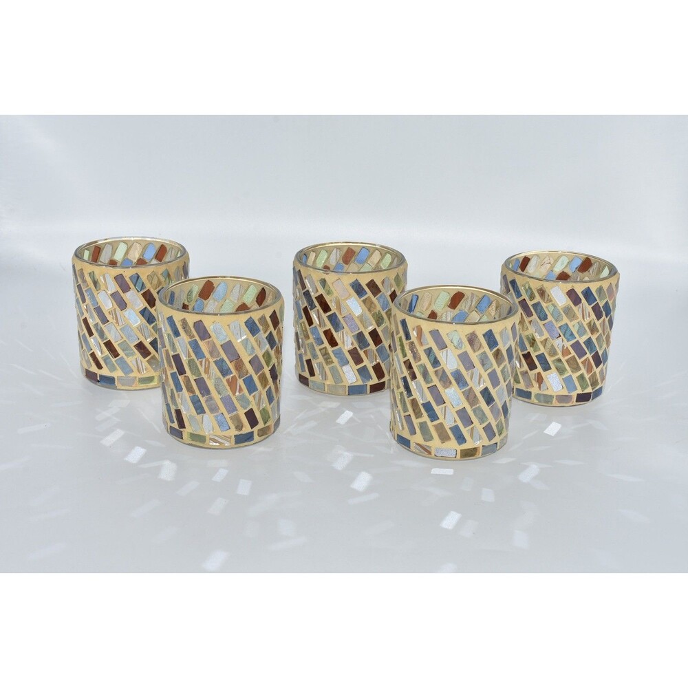 Yankee Candle Beach Mosaic Votive Holders Set of 5 Multicolor Glass 2011